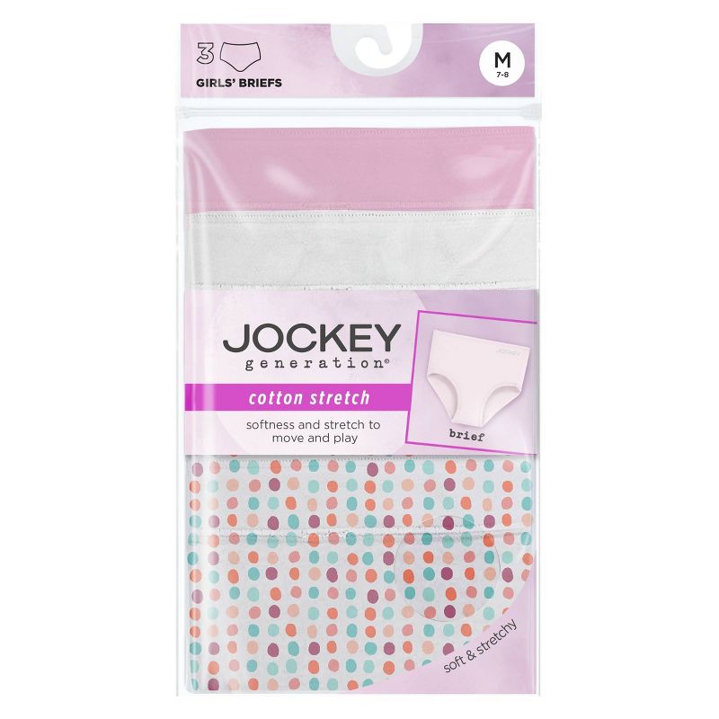 Jockey Generation™ Girls' 3pk Briefs - White/Pink , 4 of 4