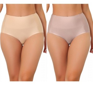 Allegra K Women's Tummy Control Unlined High-Waisted Breathable Hipster Underwear 2 Packs - 1 of 4