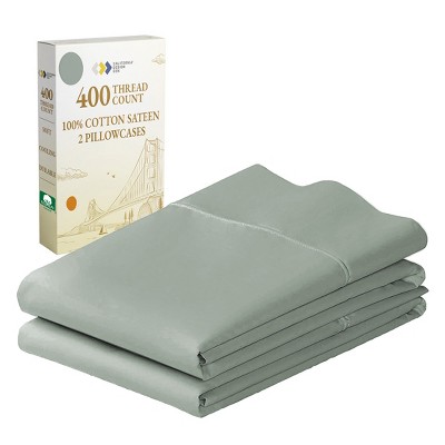 400 Thread Count Pillowcases, 100% Cotton Sateen, Soft & Cooling by California Design Den