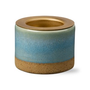 tagltd Glazed Light Blue Stoneware Taper Tealight Candle Holder, 2.5L x 2.5W x 1.95H inches - 1 of 3