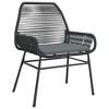 vidaXL Patio Dining Set with Cushions Garden Table and Chairs Poly Rattan Glass - Black 55.1" x 27.6" x 29.1" 4 Chairs - 4 of 4