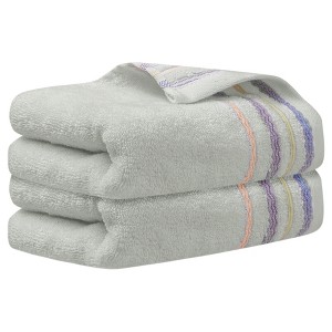 Unique Bargains Colorful Striped Pattern Comfort Quick-Drying Hand Towel for Travel Camp 2 Packs - 1 of 4