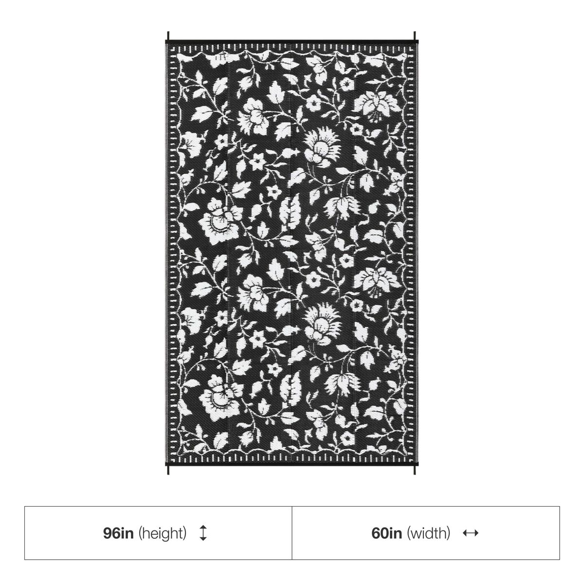 Garvee Floral Outdoor Rug, Waterproof Reversible Plastic Straw Rug, Foldable Outdoor Area Rug for Patio, Picnic, Beach, Balcony - thumbnail 8