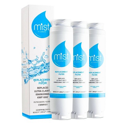 Mist 644845 Ultra Clarity Compatible with 9000077104, 9000194412, Miele KWF1000 Refrigerator Water Filter (3pk)
