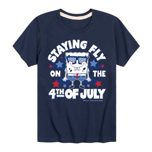Boys' - SpongeBob SquarePants - Fly on the 4th of July Short Sleeve Graphic T-Shirt - 1 of 4