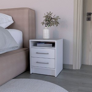 PAGED Nightstand Wood Storage Bedside Table Modern End Side with Two Drawers and Open Shelf for Bedroom - 1 of 4