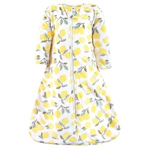 Hudson Baby Infant Girl Long Sleeve Plush Faux Fur Sleeping Bag, Wearable Blanket, Lemon - 1 of 2