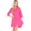 Anna-Kaci Women's Button-Down Roll-Up Sleeve Shirt Dress - 4 of 4