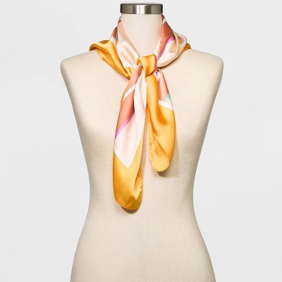 Women's Stripe Print Scarf - A New Day™ Orange