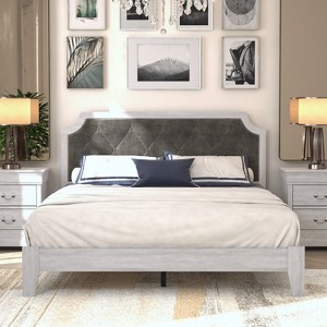 Galano Annifer Upholstered Queen Platform Bed With Headboard - 1 of 4