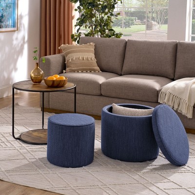 NicBex Round Linen Storage Ottoman Bench,Storage Ottoman with Combination Set Table and Drum Stool,Storage Bench for Living Room,Bedroom