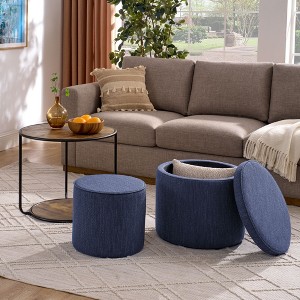 NicBex Round Linen Storage Ottoman Bench,Storage Ottoman with Combination Set Table and Drum Stool,Storage Bench for Living Room,Bedroom - 1 of 4