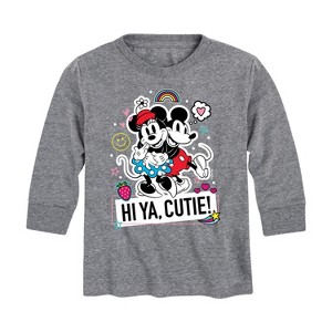 Boys' - Disney - Mickey Minnie Hi Ya Cutie Long Sleeve Graphic T-Shirt - 1 of 4
