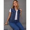 INSPIRE CHIC Women's Sleeveless Turndown Collar Button Down Chest Flap Pockets Washed Denim Vest - 3 of 4