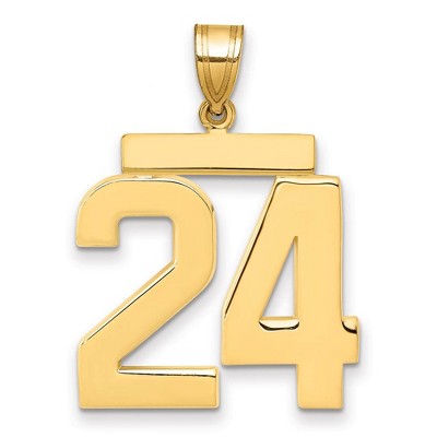 Black Bow Jewelry 14k Yellow Gold, Athletic Collection, Large Polished Number 24 Pendant