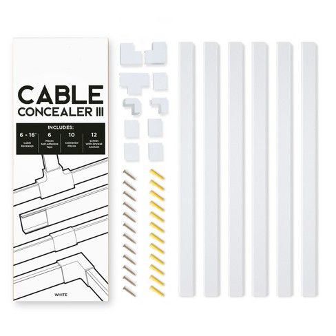 Cable Concealer On-Wall Cord Cover Raceway Kit Paintable Channel to Hide  and Conceal Cords, Cables, or Wires for TV Computer Office Theater 