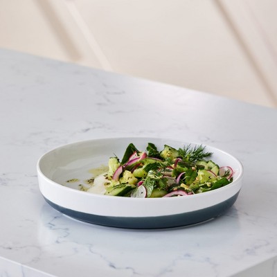 Libbey Austin 10-inch Gray and White Porcelain Dinner Plates, Set of 4