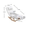 Solid Wood Ergonomic White Rocking Chair, PU Accent Chair with Retractable Footrest - Maison Boucle - 4 of 4