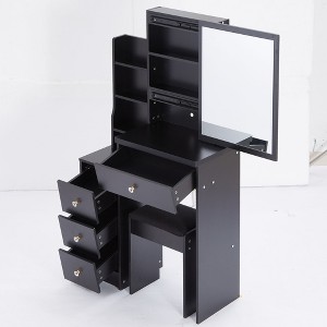 NicBex 29.2" Cabinet Small Vanity Desk with Stool,Makeup Vanity Table with Sliding Mirror&Multi-Layer Storage,Vanity Table for Bedroom,Bathroom - 1 of 4