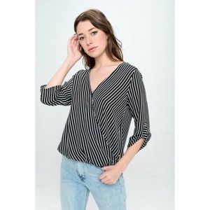 WEST K Women's Alexa Surplice V-Neck Rolltab Blouse - 1 of 3