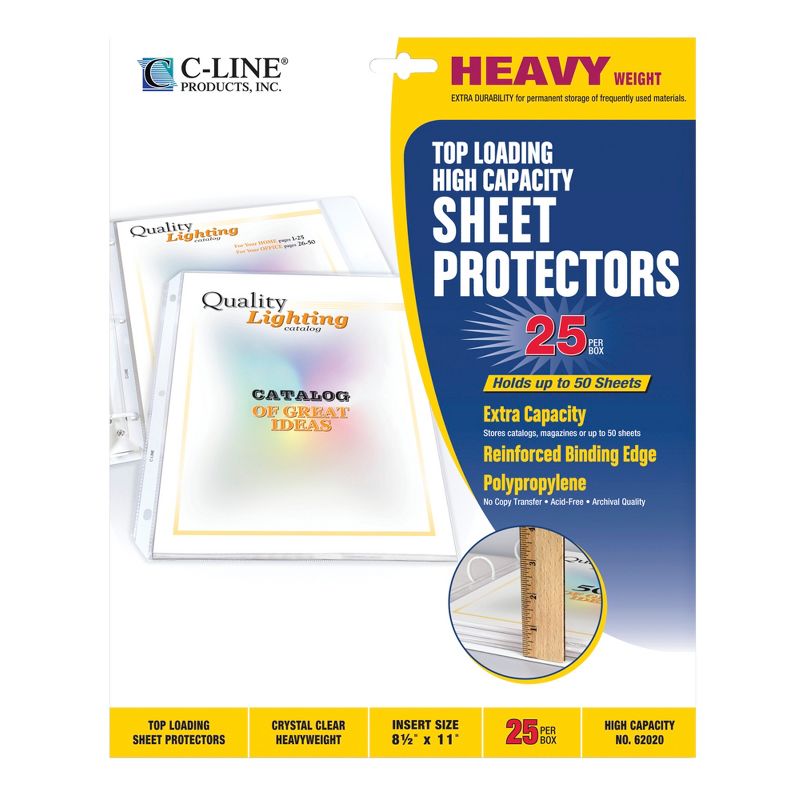 C-Line Poly Heavyweight Sheet Protectors, 8-1/2 x 11 Inches, Clear, Pack of 25, 1 of 4