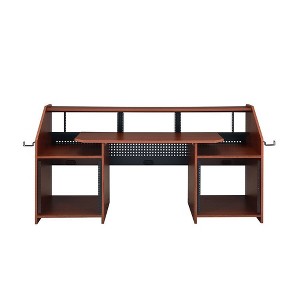 Annette 71" Decorative Bookshelf Natural and Black - Acme Furniture: Metal Frame, Wood Composite Surface, Open Storage Shelf - 1 of 4