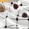 Boho Farmhouse Shower Curtain - 72x72 White & Black Linen, Water Repellent Heavy Duty Fabric with Tassel - 3 of 4