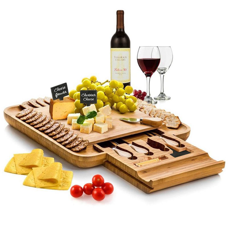 Charcuterie Boards Gift Set - Bamboo Cheese Board Large - House Warming Gifts New Home - Wedding Gifts for Couple, Birthday Gifts for Women, 1 of 8
