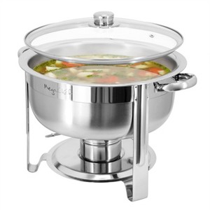 MegaChef 7.9 Quart Round Stainless Steel Professional Chafing Dish/Food Warmer/Buffet Server Serving Trays - 1 of 4