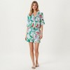 Anna-Kaci Lounge Women's Tropical Bird Print Satin Pajama Set with Short Sleeve Button-Up Top and Relaxed Fit Elastic Waist Shorts - 3 of 4