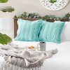 2pc 18"x18" Jewel Chambray Striped Recycled Cotton Square Throw Cover Green - Design Imports: Indoor Faux Linen, Hidden Zipper - 2 of 4