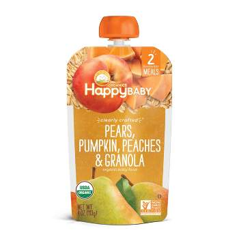 HappyBaby Clearly Crafted Pears Pumpkin Peaches & Granola Baby Food Pouch - 4oz