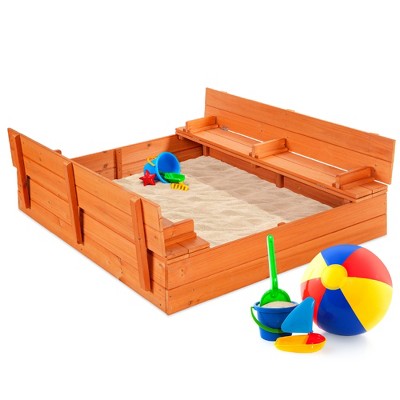 AchieveUSA Kids Outdoor Playset Wooden Sandbox 