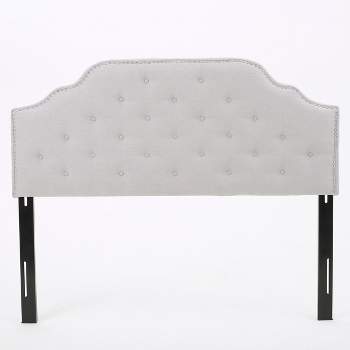 Full/Queen Silas Studded Upholstered Headboard Light Gray - Christopher Knight Home