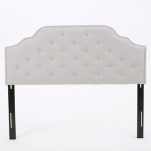 Silas Studded Upholstered Headboard - Full/Queen - Light Gray - Christopher Knight Home