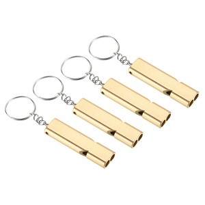 Unique Bargains Aluminum Alloy Camping Hiking Boating Survival Signal Double Tubes Whistles 4 Pcs - 1 of 4