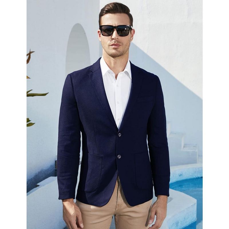 Men's Casual Blazer Linen Sport Coat Two Button Lightweight Jackets Business Daily Suit, 3 of 7