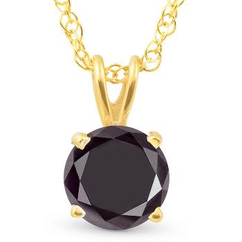 Pompeii3 1 Ct Black Diamond Solitaire Pendant Necklace 14k Yellow Gold