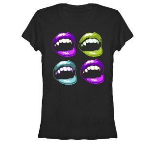 Juniors Womens Lost Gods Halloween Vampire Fangs T-Shirt - 1 of 3