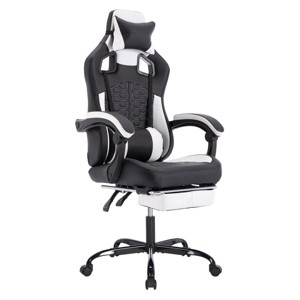 Ergonomic Massage Gaming Chair with Lumbar Support, Reclining Swivel Computer Chair with Footrest & Headrest for Home Office-Cuddlewood - 1 of 4