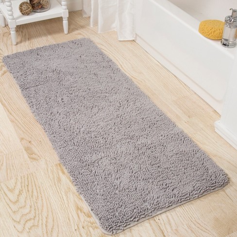 Shag Memory Foam Bathmat - 58-inch By 24-inch Runner With Non-slip Backing  - Absorbent High-pile Chenille Bathroom Rug By Lavish Home (gray) : Target