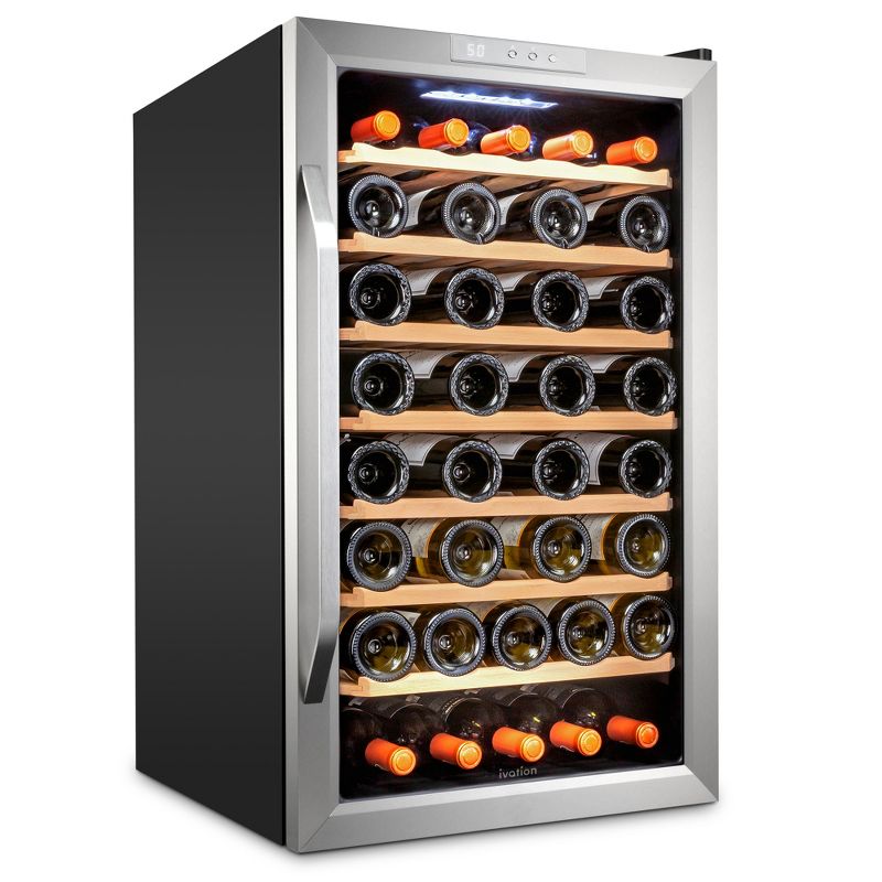 Ivation 51-Bottle Compressor Freestanding Wine Cooler Refrigerator - Stainless Steel, 1 of 8