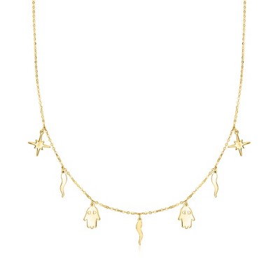 Ross-Simons Italian 10kt Yellow Gold Multi-Charm Station Necklace