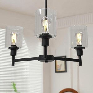 Whizmax Farmhouse Pendant Light with Clear Glass Barrel Lights, Classic Black, For Dining Room, Living Room, Bedroom, Kitchen - 1 of 4