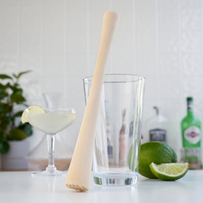 Natural Wood Ergonomic Cocktail Muddler with Serrated Base
