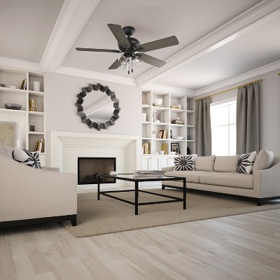 52" Matte Black 5-Blade Ceiling Fan with LED Lights