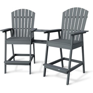 Outdoor Adirondack Barstools with Connecting Tray, Tall Adirondack Chairs Bar Chairs, Bar Height Adirondack Chairs Set of 2 - 1 of 4