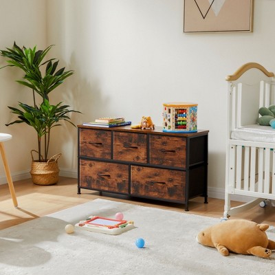 AZL1 Life Concept Utility Storage Drawers Stylish and Functional Storage, 5 Drawer Dresser for Nursery, Closet, Entryway, Brown, 39.3"*11.8"*20.8"