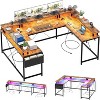78.8" U Shaped Computer Desk with Power Outlets, USB Ports, LED Strip and Monitor Stand, Reversible L Shaped Desk with Storage Shelves - 3 of 4