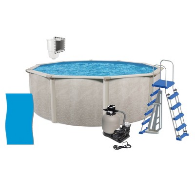 Aquarian Phoenix 21 Foot by 52 Inches Steel Frame Above Ground Swimming Pool, Pump and Ladder Kit with Sand Filter, Pool Liner, and Skimmer